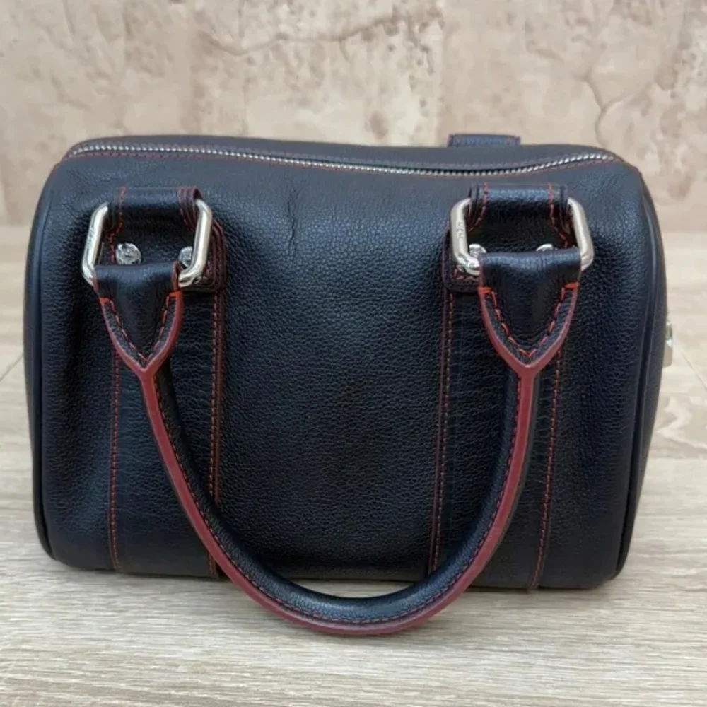 MCM RARE small Boston blk w/red stitching Bag w/coa & mcm card of authenticity